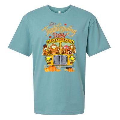 Happy Thanksgiving Day Turkey School Bus Driver Gifts Sueded Cloud Jersey T-Shirt