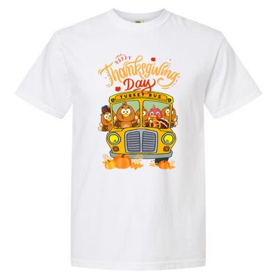 Happy Thanksgiving Day Turkey School Bus Driver Gifts Garment-Dyed Heavyweight T-Shirt