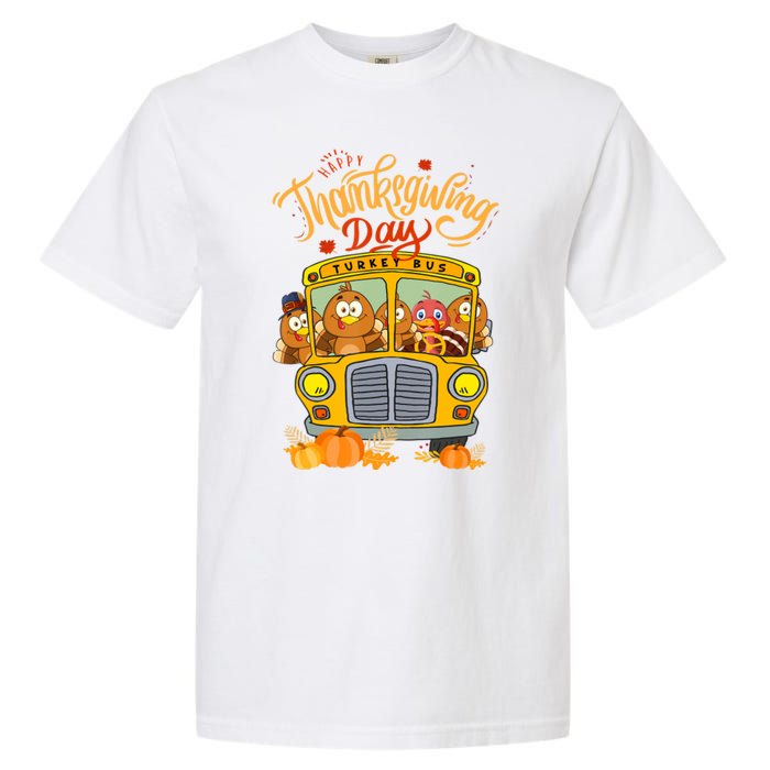 Happy Thanksgiving Day Turkey School Bus Driver Gifts Garment-Dyed Heavyweight T-Shirt