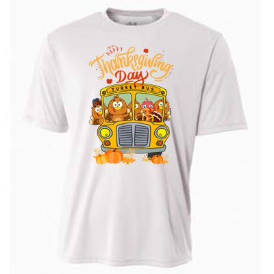 Happy Thanksgiving Day Turkey School Bus Driver Gifts Cooling Performance Crew T-Shirt