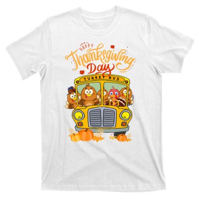 Happy Thanksgiving Day Turkey School Bus Driver Gifts T-Shirt