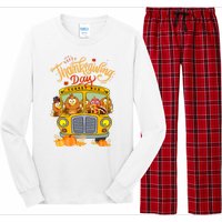 Happy Thanksgiving Day Turkey School Bus Driver Gifts Long Sleeve Pajama Set