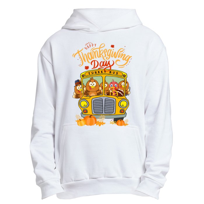 Happy Thanksgiving Day Turkey School Bus Driver Gifts Urban Pullover Hoodie