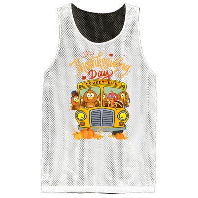 Happy Thanksgiving Day Turkey School Bus Driver Gifts Mesh Reversible Basketball Jersey Tank