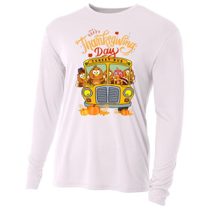 Happy Thanksgiving Day Turkey School Bus Driver Gifts Cooling Performance Long Sleeve Crew