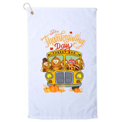 Happy Thanksgiving Day Turkey School Bus Driver Gifts Platinum Collection Golf Towel