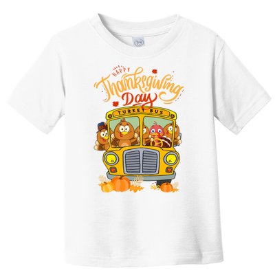 Happy Thanksgiving Day Turkey School Bus Driver Gifts Toddler T-Shirt