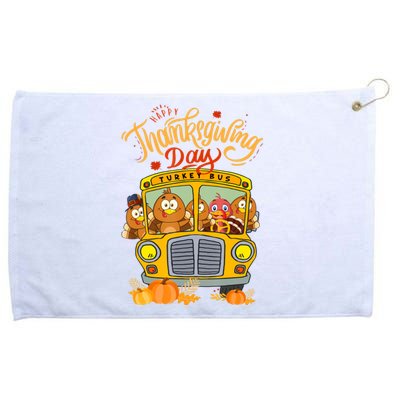 Happy Thanksgiving Day Turkey School Bus Driver Gifts Grommeted Golf Towel