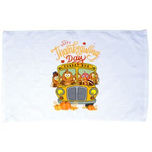 Happy Thanksgiving Day Turkey School Bus Driver Gifts Microfiber Hand Towel