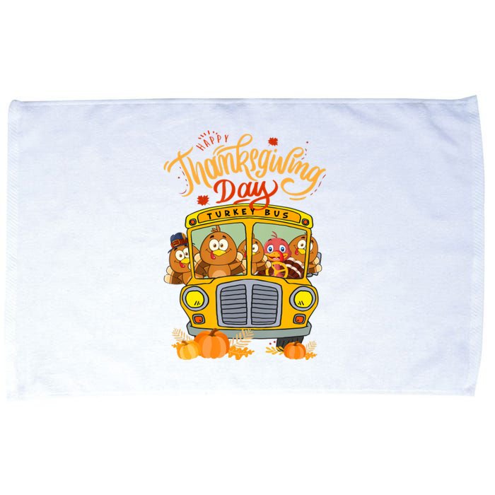 Happy Thanksgiving Day Turkey School Bus Driver Gifts Microfiber Hand Towel