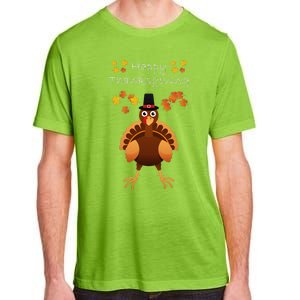 Happy Thanksgiving Day Funny Cute Pilgrim Turkey Funny Funny Cute Adult ChromaSoft Performance T-Shirt