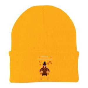 Happy Thanksgiving Day Funny Cute Pilgrim Turkey Funny Funny Cute Knit Cap Winter Beanie