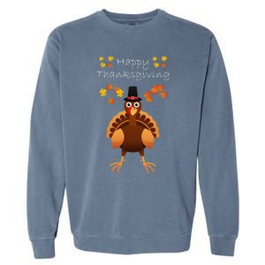 Happy Thanksgiving Day Funny Cute Pilgrim Turkey Funny Funny Cute Garment-Dyed Sweatshirt