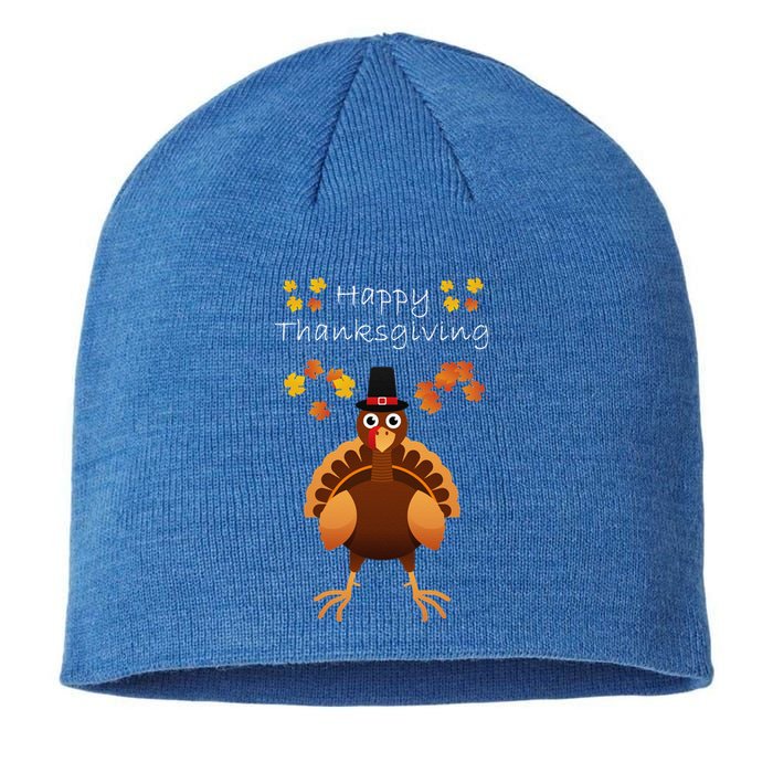 Happy Thanksgiving Day Funny Cute Pilgrim Turkey Funny Funny Cute Sustainable Beanie