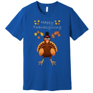 Happy Thanksgiving Day Funny Cute Pilgrim Turkey Funny Funny Cute Premium T-Shirt