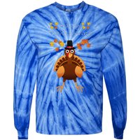 Happy Thanksgiving Day Funny Cute Pilgrim Turkey Funny Funny Cute Tie-Dye Long Sleeve Shirt