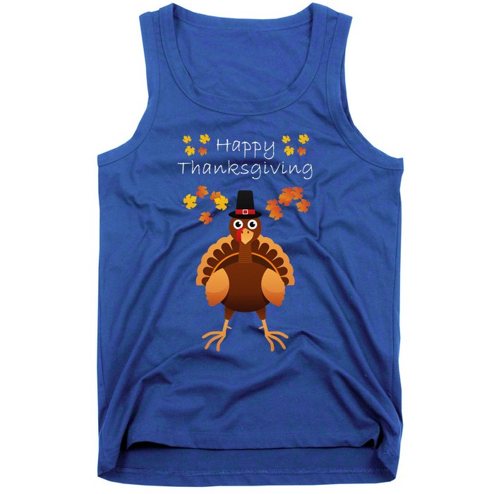 Happy Thanksgiving Day Funny Cute Pilgrim Turkey Funny Funny Cute Tank Top