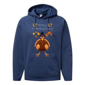 Happy Thanksgiving Day Funny Cute Pilgrim Turkey Funny Funny Cute Performance Fleece Hoodie