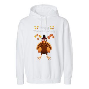 Happy Thanksgiving Day Funny Cute Pilgrim Turkey Funny Funny Cute Garment-Dyed Fleece Hoodie