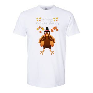 Happy Thanksgiving Day Funny Cute Pilgrim Turkey Funny Funny Cute Softstyle CVC T-Shirt