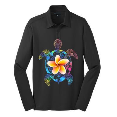 Hawaiian Tie Dye Sea Turtle Hawaii For Men And Women Silk Touch Performance Long Sleeve Polo