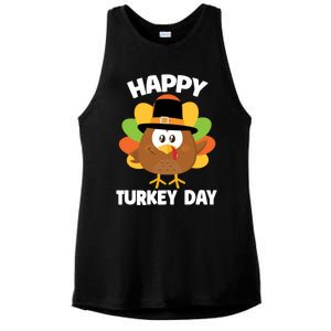 Happy Turkey Day Gift Cute Little Pilgrim Thanksgiving Gift Ladies PosiCharge Tri-Blend Wicking Tank