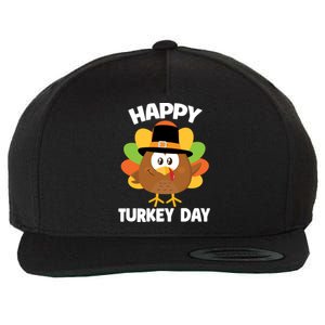 Happy Turkey Day Gift Cute Little Pilgrim Thanksgiving Gift Wool Snapback Cap