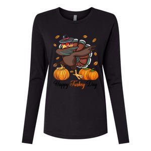 Happy Turkey Day Dabbing Turkey Pilgrim Pumpkin Thanksgiving Great Gift Womens Cotton Relaxed Long Sleeve T-Shirt