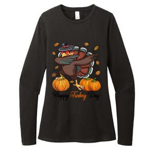 Happy Turkey Day Dabbing Turkey Pilgrim Pumpkin Thanksgiving Great Gift Womens CVC Long Sleeve Shirt