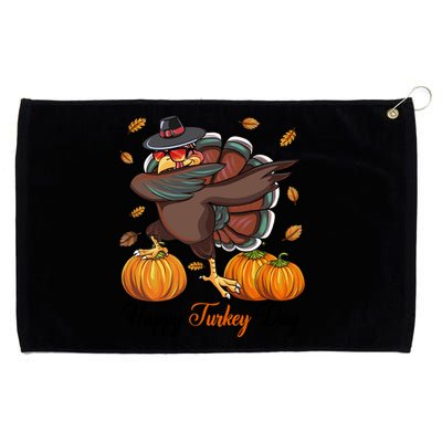 Happy Turkey Day Dabbing Turkey Pilgrim Pumpkin Thanksgiving Great Gift Grommeted Golf Towel