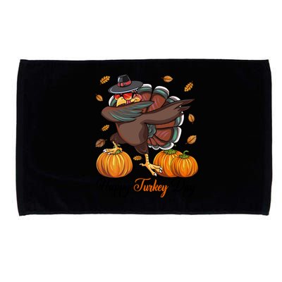 Happy Turkey Day Dabbing Turkey Pilgrim Pumpkin Thanksgiving Great Gift Microfiber Hand Towel