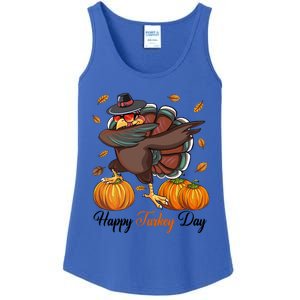 Happy Turkey Day Dabbing Turkey Pilgrim Pumpkin Thanksgiving Great Gift Ladies Essential Tank