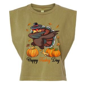 Happy Turkey Day Dabbing Turkey Pilgrim Pumpkin Thanksgiving Great Gift Garment-Dyed Women's Muscle Tee