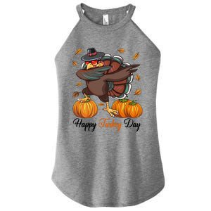 Happy Turkey Day Dabbing Turkey Pilgrim Pumpkin Thanksgiving Great Gift Women's Perfect Tri Rocker Tank