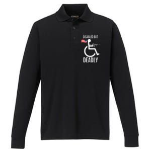 Handicap T Disabled But Deadly Performance Long Sleeve Polo