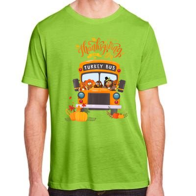 Happy Thanksgiving Day Turkey School Bus Driver Gifts Adult ChromaSoft Performance T-Shirt