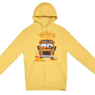 Happy Thanksgiving Day Turkey School Bus Driver Gifts Premium Pullover Hoodie