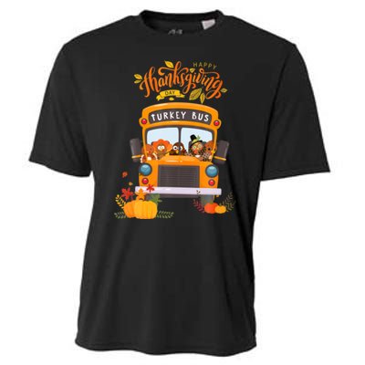 Happy Thanksgiving Day Turkey School Bus Driver Gifts Cooling Performance Crew T-Shirt