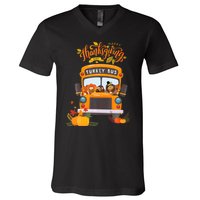 Happy Thanksgiving Day Turkey School Bus Driver Gifts V-Neck T-Shirt