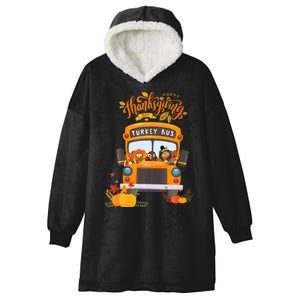 Happy Thanksgiving Day Turkey School Bus Driver Gifts Hooded Wearable Blanket