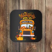 Happy Thanksgiving Day Turkey School Bus Driver Gifts Coaster