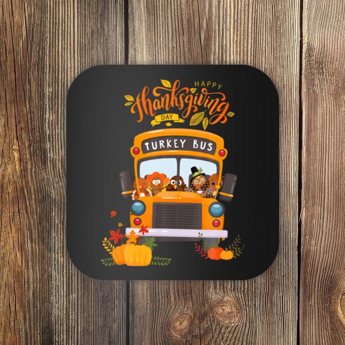 Happy Thanksgiving Day Turkey School Bus Driver Gifts Coaster