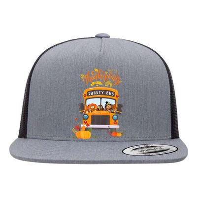 Happy Thanksgiving Day Turkey School Bus Driver Gifts Flat Bill Trucker Hat