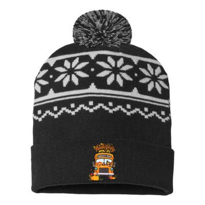 Happy Thanksgiving Day Turkey School Bus Driver Gifts USA-Made Snowflake Beanie