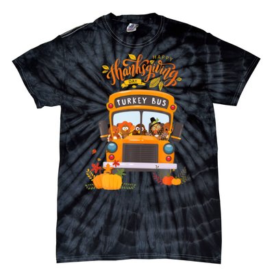 Happy Thanksgiving Day Turkey School Bus Driver Gifts Tie-Dye T-Shirt