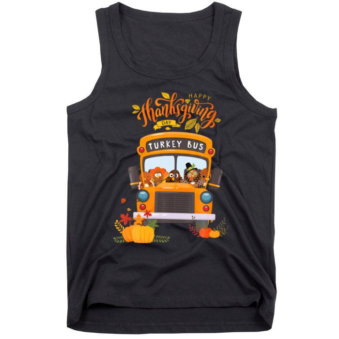 Happy Thanksgiving Day Turkey School Bus Driver Gifts Tank Top