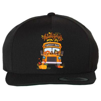 Happy Thanksgiving Day Turkey School Bus Driver Gifts Wool Snapback Cap