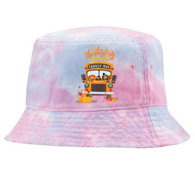 Happy Thanksgiving Day Turkey School Bus Driver Gifts Tie-Dyed Bucket Hat