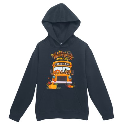 Happy Thanksgiving Day Turkey School Bus Driver Gifts Urban Pullover Hoodie