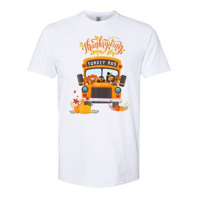 Happy Thanksgiving Day Turkey School Bus Driver Gifts Softstyle® CVC T-Shirt